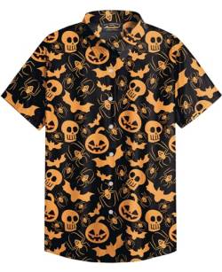 Mainfini Halloween Herren Geister Fledermaus Kostüm Skelett T-Shirt Lustig Poloshirt Freizeithemd C1 XXL von Mainfini