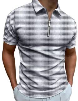 Mainfini Herren Weiß Poloshirt Kurzarm Atmungsaktiv Polohemd Fit Tops mit Reißverschluss M von Mainfini