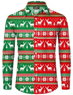 Mainfini Weihnachten Herren Bad Taste Hässliche Weihnachtshemd Ugly Christmas Kostüm Lustig Shirt Farbig A9 XL von Mainfini