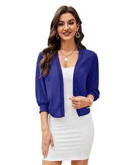 Maintain Vigour Damen Bolero 3/4 Ärmel Chiffon Strickjacke Lässige Leichte Cardigans für Feier Party,Marine,L von Maintain Vigour