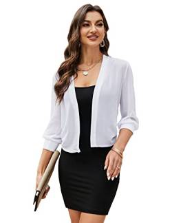 Maintain Vigour Damen Festlich Bolero Elegant Chiffon Strickjacke 3/4 Ärmel Bolerojacke Leichte Sommerjacke zum Kleid für Hochzeit von Maintain Vigour