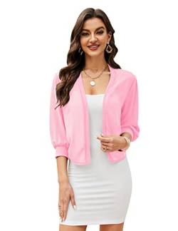 Maintain Vigour Damen Festlich Bolero Elegant Chiffon Strickjacke 3/4 Ärmel Bolerojacke Leichte Sommerjacke zum Kleid für Hochzeit von Maintain Vigour