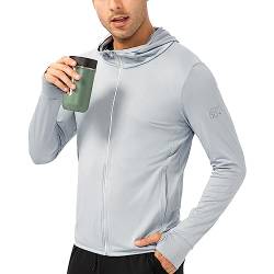 Herren Full Zip UPF 50+ UV Sonnenschutz Jacke Langarm Sonnenschutz Shirt mit Kapuze Schnelltrocknendes leichte Hoodies für Männer zum Angeln Laufen von Maisley