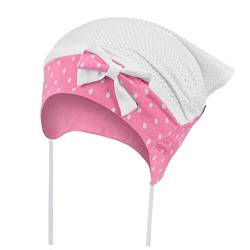 Kopftuch Mütze Baby Mädchen Sommer Dreiecktuch Stirnband, Farbe: Weiß/Pink, Größe: 40-42 von Maja