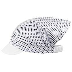 Kopftuch Sommer Mütze Schirmmütze Stirnband Mädchen Baumwolle Herz Punkte, Größe: L (50/52), Farbe: Weiß-Blau-Punkte von Maja