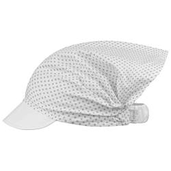 Kopftuch Sommer Mütze Schirmmütze Stirnband Mädchen Baumwolle Herz Punkte, Größe: L (50/52), Farbe: Weiß-Grau-Punkte von Maja