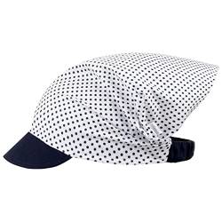 Kopftuch Sommer Mütze Schirmmütze Stirnband Mädchen Baumwolle Herz Punkte, Größe: XL (54/56), Farbe: Blau-Weiß-Punkte von Maja