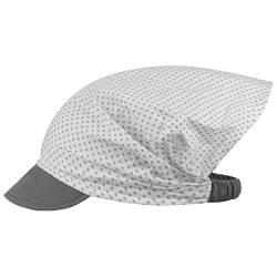 Kopftuch Sommer Mütze Schirmmütze Stirnband Mädchen Baumwolle Herz Punkte, Größe: XL (54/56), Farbe: Grau-Weiß von Maja