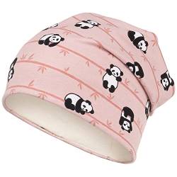 Mütze Beanie Übergang Mädchen Junge Größe 46-56 Zwillinge Panda Baumwolle, Größe: 54-56, Farbe: Rosa von Maja