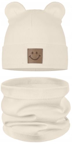 Majka | Kinder-Sportmütze & Schlauchschal Set | Kindermütze & Loop-Schal | 95% Baumwolle | Herbst Frühling Winter | weiches & pflegeleichtes (Beige) von Majka