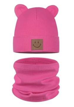 Majka | Kinder-Sportmütze & Schlauchschal Set | Kindermütze & Loop-Schal | 95% Baumwolle | Herbst Frühling Winter | weiches & pflegeleichtes (Rosa) von Majka