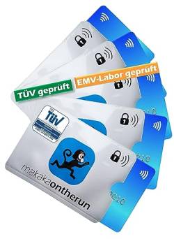 MakakaOnTheRun 5X RFID Blocker Kartenhülle (TÜV + HF Labor geprüft) - EC Karten Schutzhülle, Karten Hüllen für Geldbörsen, Ausweis- & Kartenhüllen, NFC Schutzhülle von MakakaOnTheRun