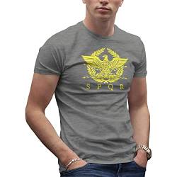 SPQR Roman Gladiator Imperial Golden Eagle Army Herren Grau T-Shirt Size 3XL von Makdi