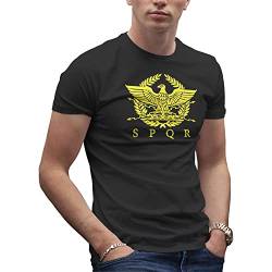 SPQR Roman Gladiator Imperial Golden Eagle Army Herren Schwarz T-Shirt Size M von Makdi