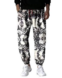 Herren-Jogginghose aus Baumwolle, ethnischer Stil, Boho-Druck, Hippie-Hose, weites Bein, 80er-Jahre-Party, Bohemia, elastisch, Baggy Lounge-Hose, 1, 56 von MakingDa