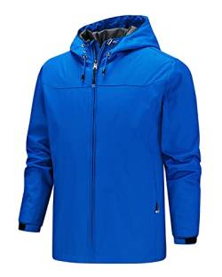 Herren Softshell Jacken Atmungsaktiv Outdoor Funktionsjacke Winddicht Jacke Mantel Reißverschluss Freizeitjacke-Blau-XL von MakingDa