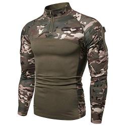 Herren Taktisches Langarmshirt Militär Stil Combat Shirt mit Taschen Airsoft Top Outdoor Kleidung für Jagd Camping WandernGrün Camo3XL von MakingDa