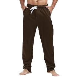 MakingDa Herren-Jogginghose, Baumwolle, Fitnessstudio, Yoga, Kordelzug, elastische Taille, Laufen, Arbeit, Zuhause, Normales Braun, 36-41 von MakingDa