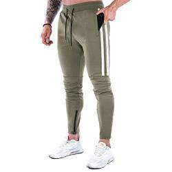 MakingDa Herren-Jogginghose, Slim Fit, Jogginghose, Freizeithose, Laufhose, Workout-Hose mit Taschen, K25-army Green, 31-35 von MakingDa