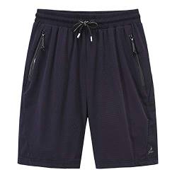 MakingDa Herren Jogginghose Shorts Atmungsaktiv Schnell Trocken Running Gym Casual Sport Shorts mit Reißverschlusstaschen Gr. 56, dunkelblau von MakingDa