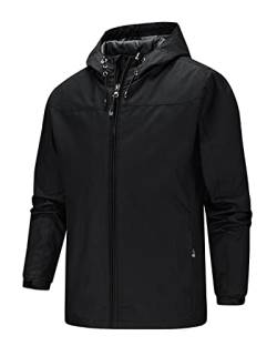 MakingDa Herren Softshell Jacken Atmungsaktiv Outdoor Funktionsjacke Winddicht Jacke Mantel Reißverschluss Freizeitjacke-Schwarz-3XL von MakingDa