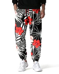 MakingDa MakingDa Herren Blumen Bedruckte Trainingshose Elastische Taille Hippie Pumphose Haremshose Bohemian Baggy Beach Yoga Lounge Jogger Hose-3-M von MakingDa