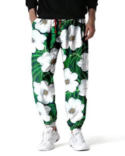 MakingDa MakingDa Herren Blumen Bedruckte Trainingshose Elastische Taille Hippie Pumphose Haremshose Bohemian Baggy Beach Yoga Lounge Jogger Hose-7-3XL von MakingDa