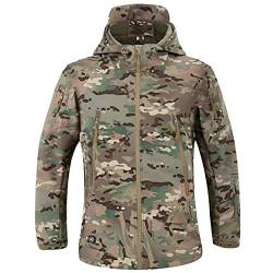 MakingDa Wasserdichte Herren-Jacke, lässiger Kapuzenmantel, Softshell-Fleece-gefüttert, Laufjacken, taktische Militärjacke, Arbeit, Angeln, Jagd, Klettern, CP-Camo, L von MakingDa