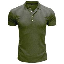 Poloshirt Herren Kurzarm Slim Fit Muskel Polohemd Männer Dehnbar Sport Pullover Polo Hemd Golf Tennis T-Shirt Armeegrün M von MakingDa