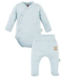 Makoma Baby Body Langarm Wickelbody & Hose mit Fuß 2tlg. - Erstausstattung Set für Neugeborene Jungen - Babykleidungsset (68, Mochito) von Makoma