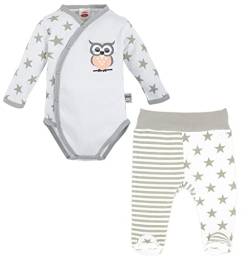 Makoma Baby Erstausstattung Neugeborenen Set 2tlg. Baby Body & Strampelhose mit Fuß Unisex (56, Eule Sterne) von Makoma