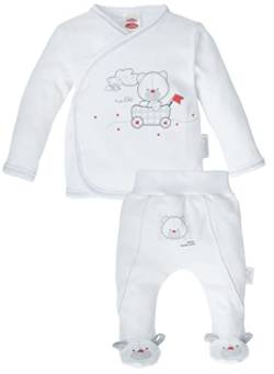 Makoma Baby Erstausstattung Set Unisex - Strampelhose mit Fuß Langarm Wickeljacke Bekleidungsset 2tlg. Für Neugeborene Jungen Mädchen Babysachen (62, OrganicWhite) von Makoma