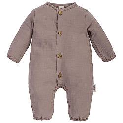 Makoma Baby Musselin Strampler - Neugeborene Jungen & Mädchen - Babykleidung Leinen 100% Baumwolle (68, Braun) von Makoma