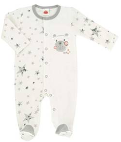Makoma Baby Strampler Schlafstrampler mit Fuß Schlafanzug Pyjama Langarm Neutral für Neugeborene Mädchen & Jungen 100% Baumwolle -Teddybär- (74) von Makoma