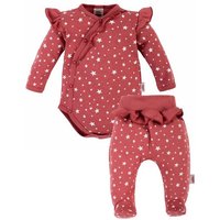 Makoma Body & Hose Baby Body Langarm Wickelbody & Hose mit Fuß Strampelhose Sterne (Set, 2-tlg) 100% Baumwolle von Makoma