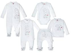 Makoma Erstausstattung Set - 6tlg. - Kleidungsset für Neugeborene - Jungen & Mädchen Neutrale Babykleidung - 100% Baumwolle -Organic White- (56) von Makoma