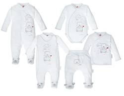 Makoma Erstausstattung Set - 6tlg. - Kleidungsset für Neugeborene - Jungen & Mädchen Neutrale Babykleidung - 100% Baumwolle -Organic White- (62) von Makoma