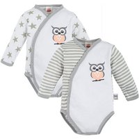 Makoma Langarmwickelbody Baby Langarm Body Wickelbody für Neugeborene Mädchen Eule (Spar-Set, 2-tlg., 2er-Pack) 100% Baumwolle von Makoma