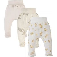 Makoma Stoffhose Baby Hose mit Fuß Neutral für Neugeborene Jungen & Mädchen Beige (3-tlg., 3er-Pack) 100% Baumwolle von Makoma