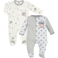 Makoma Strampler Baby Schlafstrampler mit Fuß Overall für Neugeborene Eule & Teddy (Spar-Set, 2-tlg., 2er Pack) 100% Baumwolle von Makoma