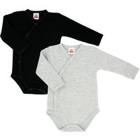 Makoma Wickelbody Baby Wickelbody Langarm Body Jungen & Mädchen Schwarz/Grau (Set, 2-tlg., 2-tlg) 100% Baumwolle von Makoma