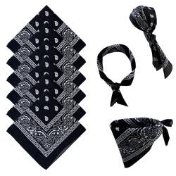 Makone Bandana Schwarz Tuch Kopftuch Herren Passkey, 6pc Ttrachtentuch Damen Stofftaschentücher Herren - Erwachsene Unisex Halswärmer - Weihnachten Karneval Kostüm Zubehör von Makone