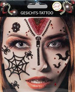 Gesichts Tattoo - Halloween Glitzer Aufkleber Set Klebetattoos Temporäre Tattoos Karneval (Blut) von Makotex