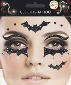 Gesichts Tattoo - Halloween Glitzer Aufkleber Set Klebetattoos Temporäre Tattoos Karneval (Fledermaus) von Makotex