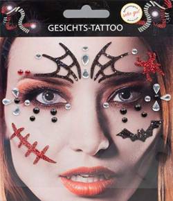 Gesichts Tattoo - Halloween Glitzer Aufkleber Set Klebetattoos Temporäre Tattoos Karneval (Halloween) von Makotex