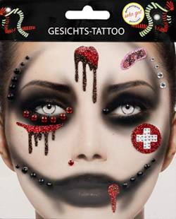 Gesichts Tattoo - Halloween Glitzer Aufkleber Set Klebetattoos Temporäre Tattoos Karneval (Krankenschwester) von Makotex