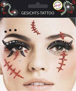 Gesichts Tattoo - Halloween Glitzer Aufkleber Set Klebetattoos Temporäre Tattoos Karneval (Narbe) von Makotex