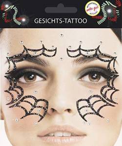 Gesichts Tattoo - Halloween Glitzer Aufkleber Set Klebetattoos Temporäre Tattoos Karneval (Spinnennetz) von Makotex