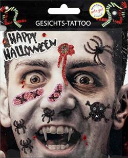 Gesichts Tattoo - Halloween Glitzer Aufkleber Set Klebetattoos Temporäre Tattoos Karneval (Vampir) von Makotex