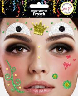 Gesichtstattoo - Glitzer Aufkleber Klebetattoos Temporäres Glitter Face Tattoo Motto Party Karneval Halloween (Frosch) von Makotex
